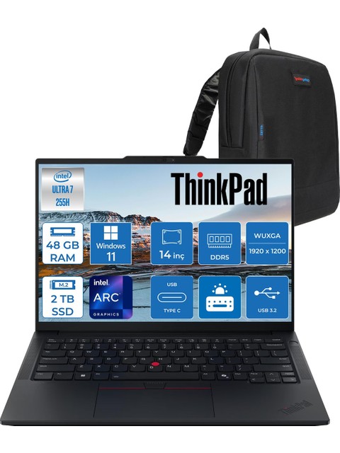 Lenovo Thinkpad E14 Gen 7 Intel Core Ultra 7 255H Aı 48GB Ddr5 2tb SSD Intel® Arc™ 140T 14" Wuxga (1920X1200) IPS 300NITS IPS WIN11PRO Taşınabilir BILG.T21SX007CTXP14+ZETTAÇANTA